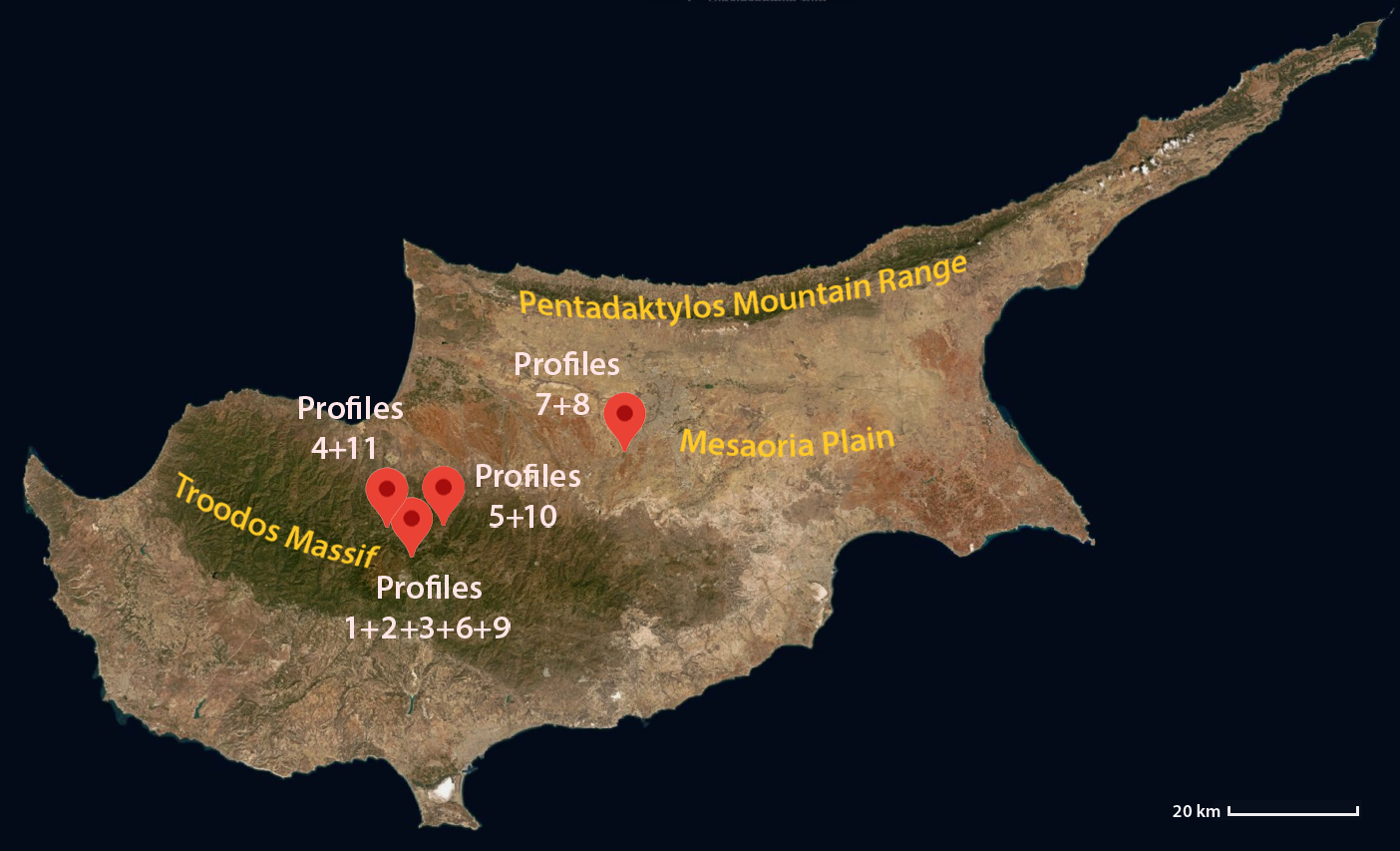 Study areas Cyprus, source: https://www.openstreetmap.org/edit#map=9/35.1043/32.9225,  Open Database license (ODbL) 1.0